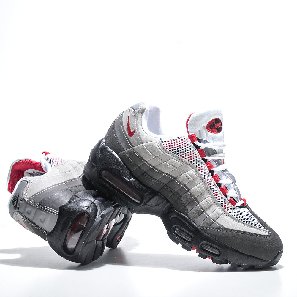 Grey & Black Layered Sneakers with Red Accents