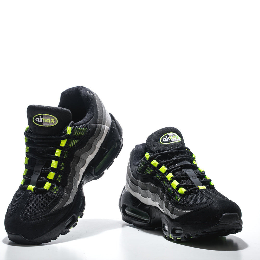 Black & Grey Sneakers with Neon Green Accents