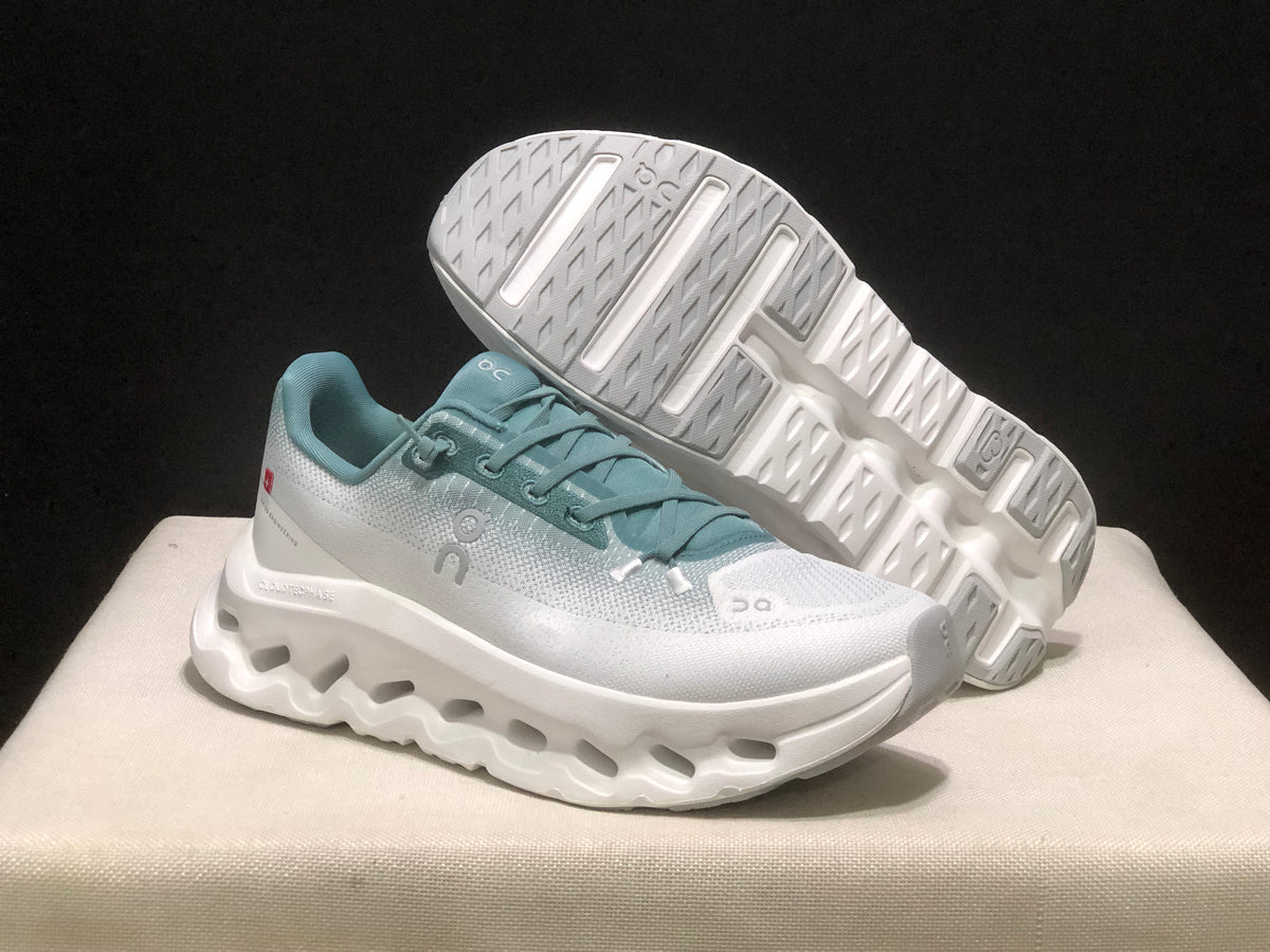 On White & Teal Cushioned Running Shoes