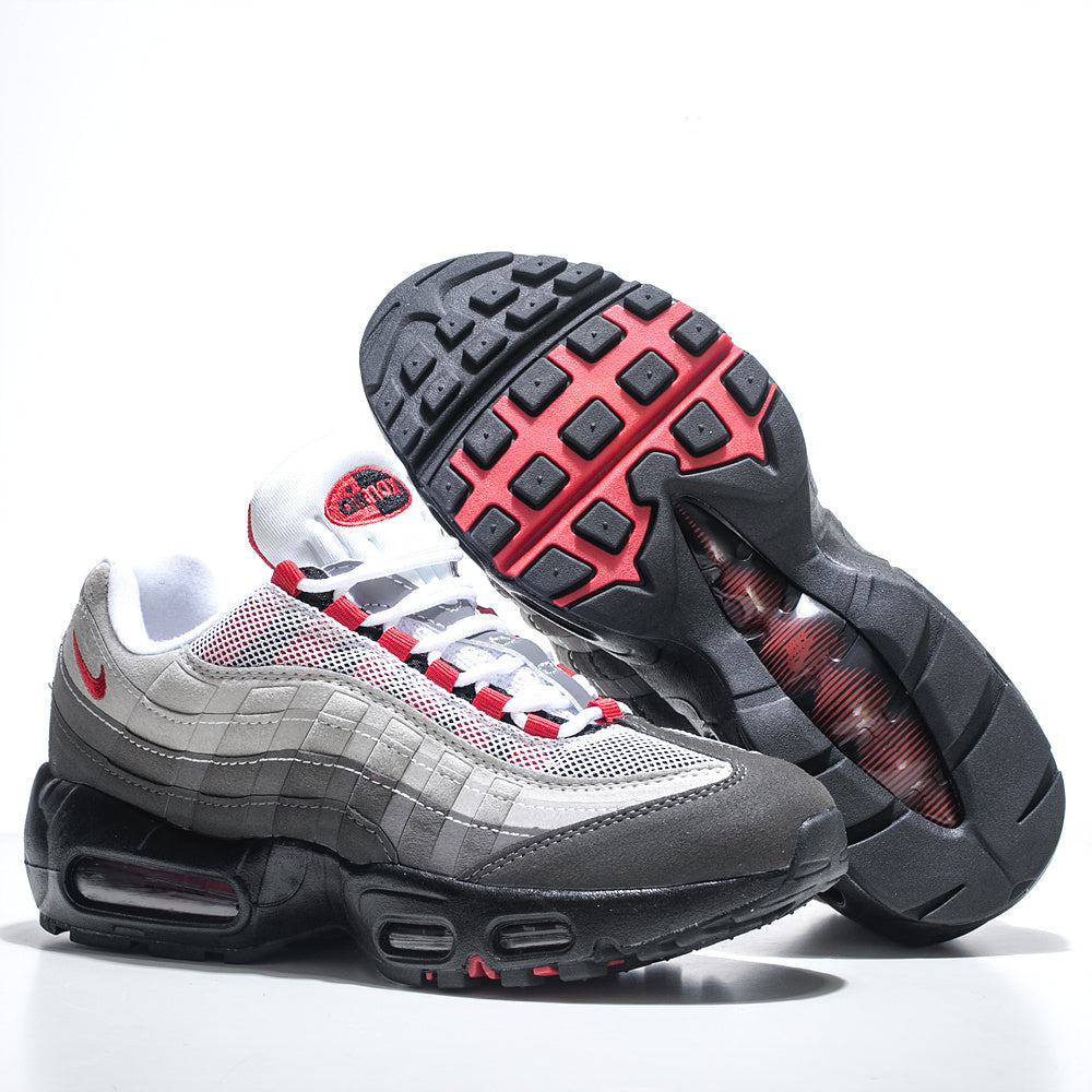 Grey & Black Layered Sneakers with Red Accents