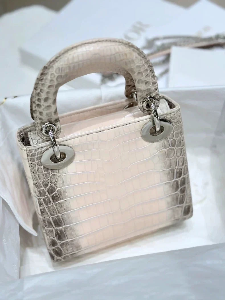 Lady Dior Pink Himalayan shiny crocodile leather with diamond hardware
